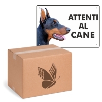 CARTELLO ATTENTI AL CANE ALLUMINIO DOBERMANN